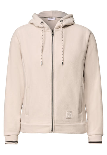 Langarm Fleece Jacke mit Kapuze