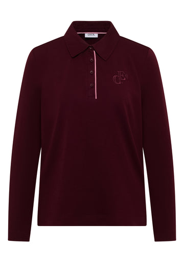 Langarm Poloshirt mit Knöpfen