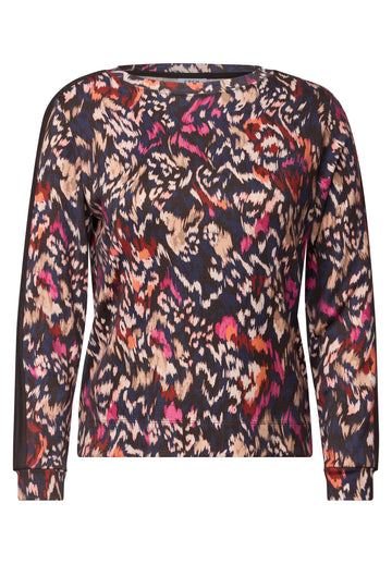 Langarmshirt mit Boat Neck und Print