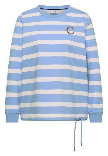 Streifensweatshirt mit Printdetail