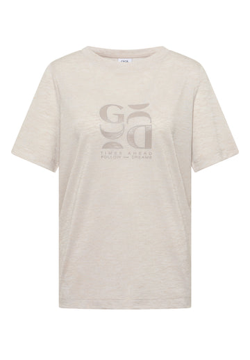 T-Shirt in Leinen-Optik