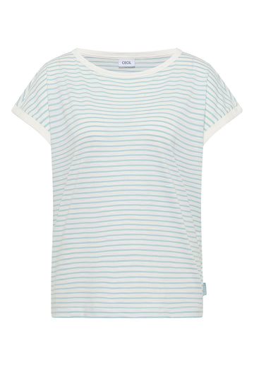T-Shirt mit Boat Neck und Streifen