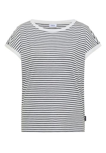 T-Shirt mit Boat Neck und Streifen