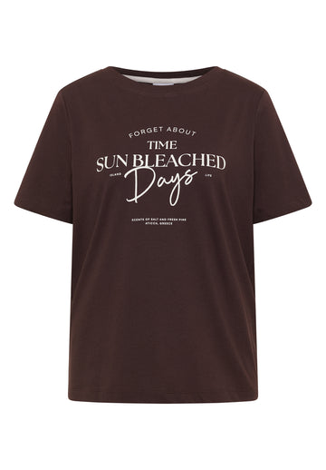 T-Shirt mit Boat Neck und Wording Artwork