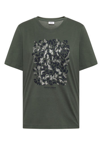 T-Shirt mit Leo-Print und Foliendetails