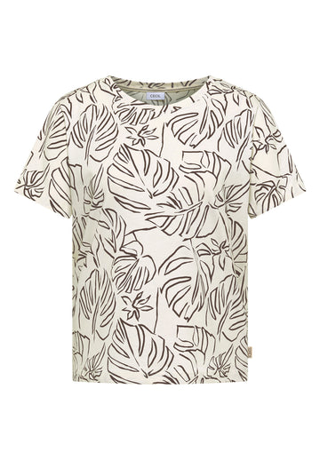 T-Shirt mit Rundhals und Blätterprint