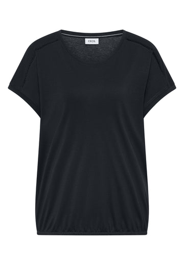 T-Shirt mit V-Neck und Spitzendetail