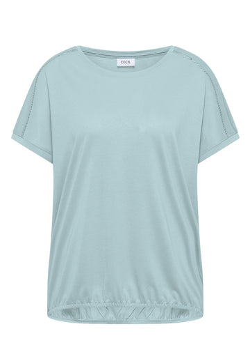 T-Shirt mit V-Neck und Spitzendetail