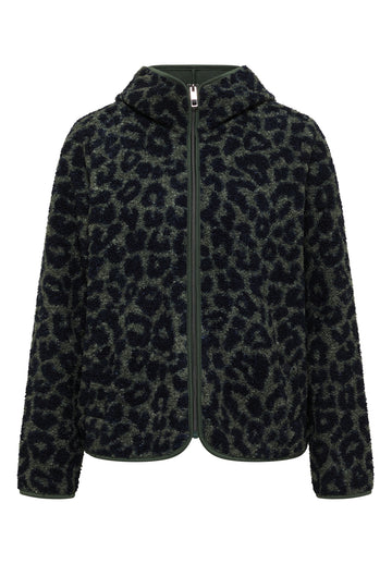 Teddy-Jacke mit Kapuze und Leo-Muster