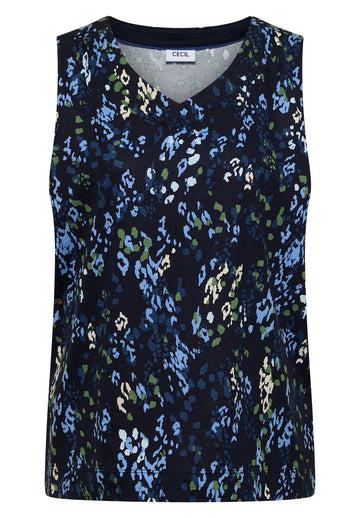 Top mit Rounded V-Neck und Print