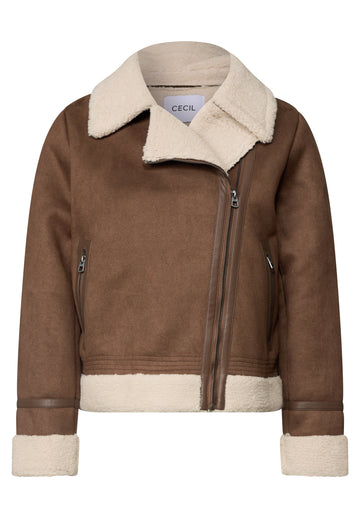 Velours Jacke mit Teddy-Details