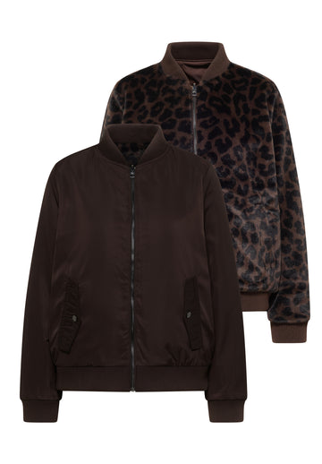 Wendbarer Fake Fur Blouson mit Leo-Muster