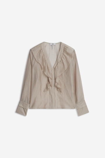Satinbluse mit Volants