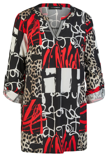 Bluse mit Leo-Grafik-Print und A-Linie