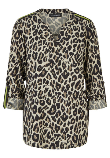 Bluse mit tonigem Leo-Print und A-Linie