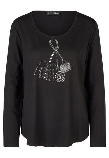 Langarmshirt mit „CHARMS“-Metallmotiv und Rundhalsausschnitt