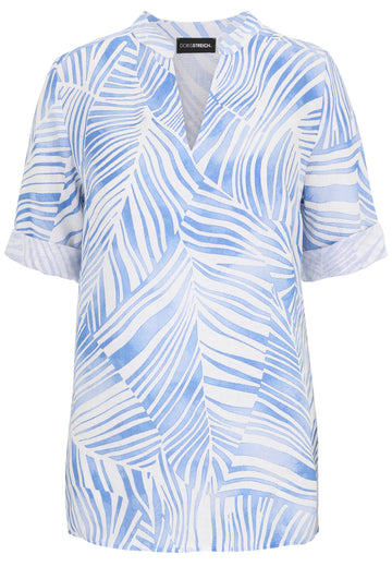 Leinen-Bluse mit Grafik-Print