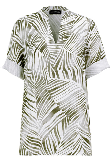 Leinen-Bluse mit Grafik-Print