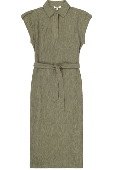 Crinkle-Midi-Kleid mit Taillengürtel