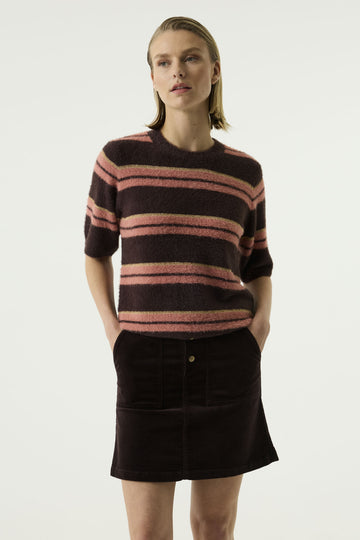 GESTREIFTER  KURZARMPULLOVER MIT GLITZER