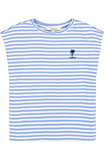 Gestreiftes T-Shirt mit Brustdruck
