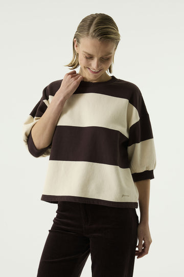 Kurzarm-Sweatshirt mit Streifen