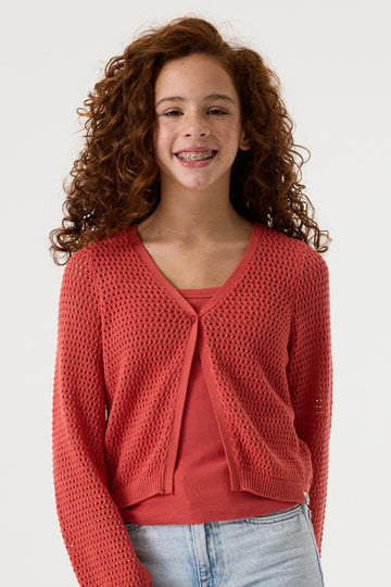 Strickjacke mit Lochmuster