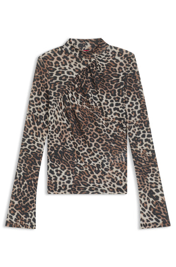 Rollkragentop mit Leoparden-Print