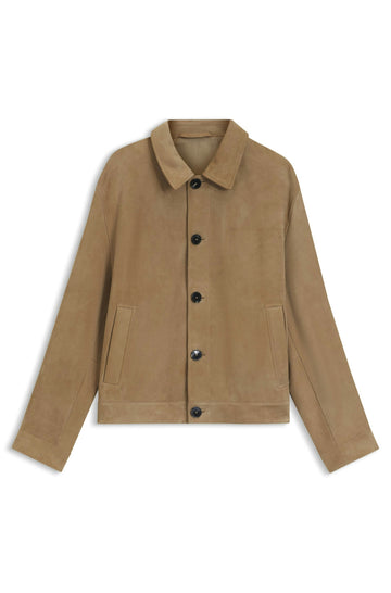 Velourslederjacke mit Logo-Knöpfen