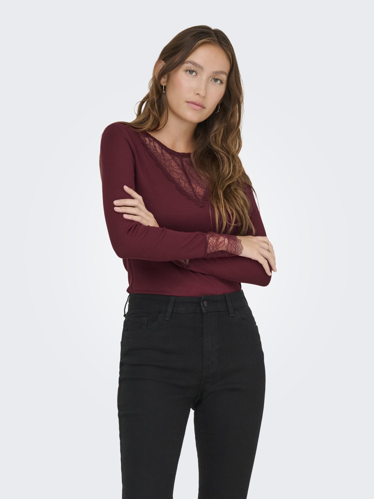 JDY Langarmshirts  bordeaux