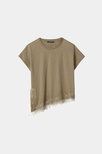 Baumwollshirt mit Spitzen-Applikation