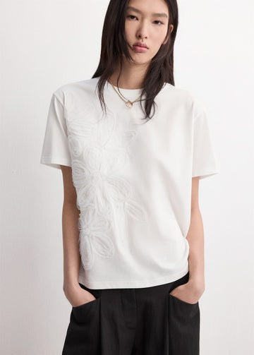 T-Shirt mit floraler Stickerei