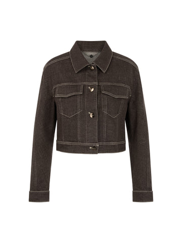 Kurze Jeansjacke mit Lurexgarn