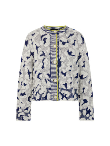 MARC CAIN Cardigan mit Leo-Muster und Knopfleiste