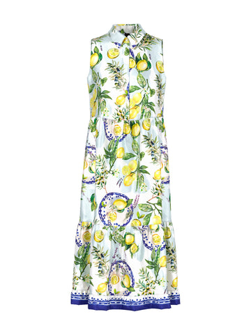 Viskose-Kleid mit Zitronen-Oliven-Print