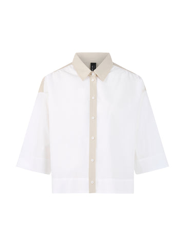 Baumwoll-Kurzbluse mit Kontrast-Details