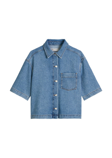 Jeansbluse relaxed aus Lyocell-Leinen-Baumwolle-Mix
