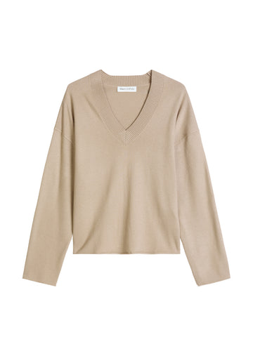 V-Neck-Pullover im Loose Fit aus softem Schurwolle-Mix