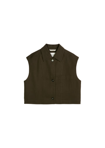 Weste Boxy aus Baumwoll-Twill-Stretch