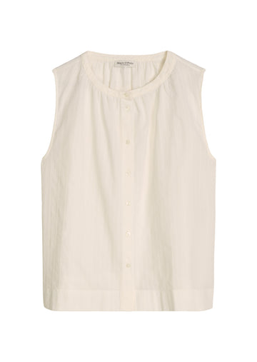Ärmellose Bluse mit Loch-Stickerei Regular Fit