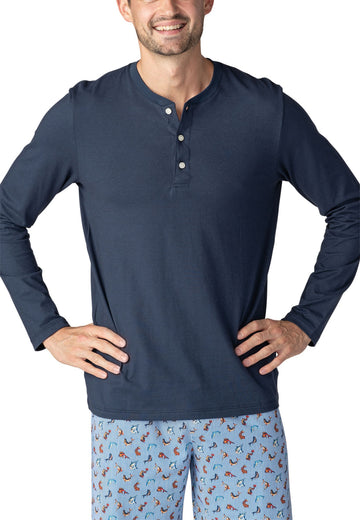 Nacht-Shirt mit Henley-Kragen