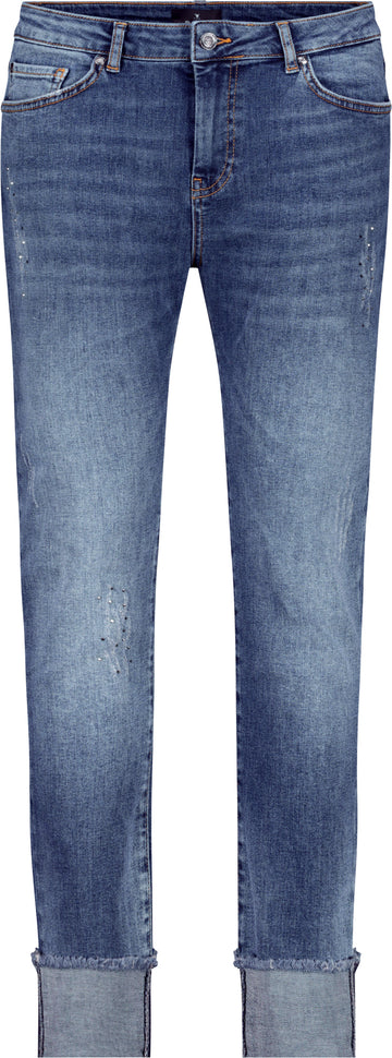 Distressed Jeans mit Strasssteinen