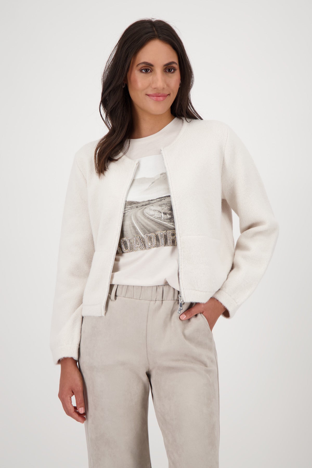Monari Strickjacken  creme