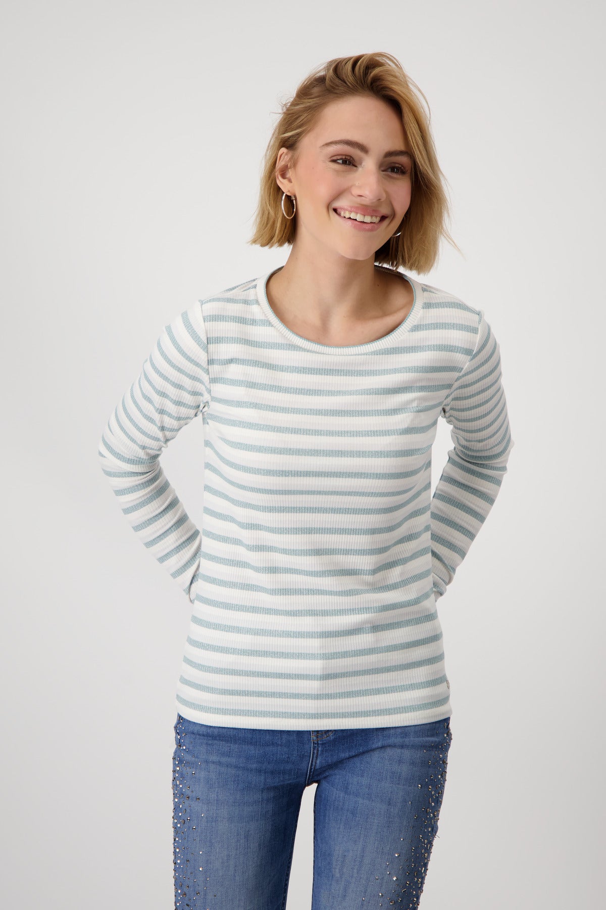 Monari Langarmshirts  grau