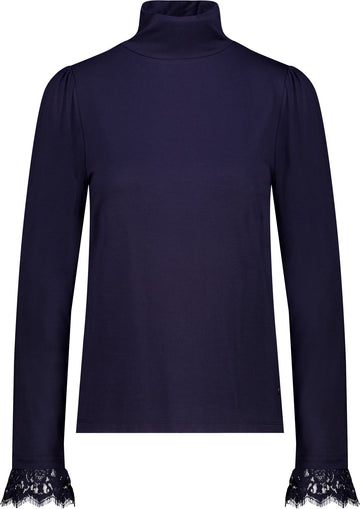 Rollkragenshirt mit Spitze am Ärmelabschluss