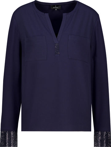 Shirtbluse mit Strassband am Rundhalsausschnitt