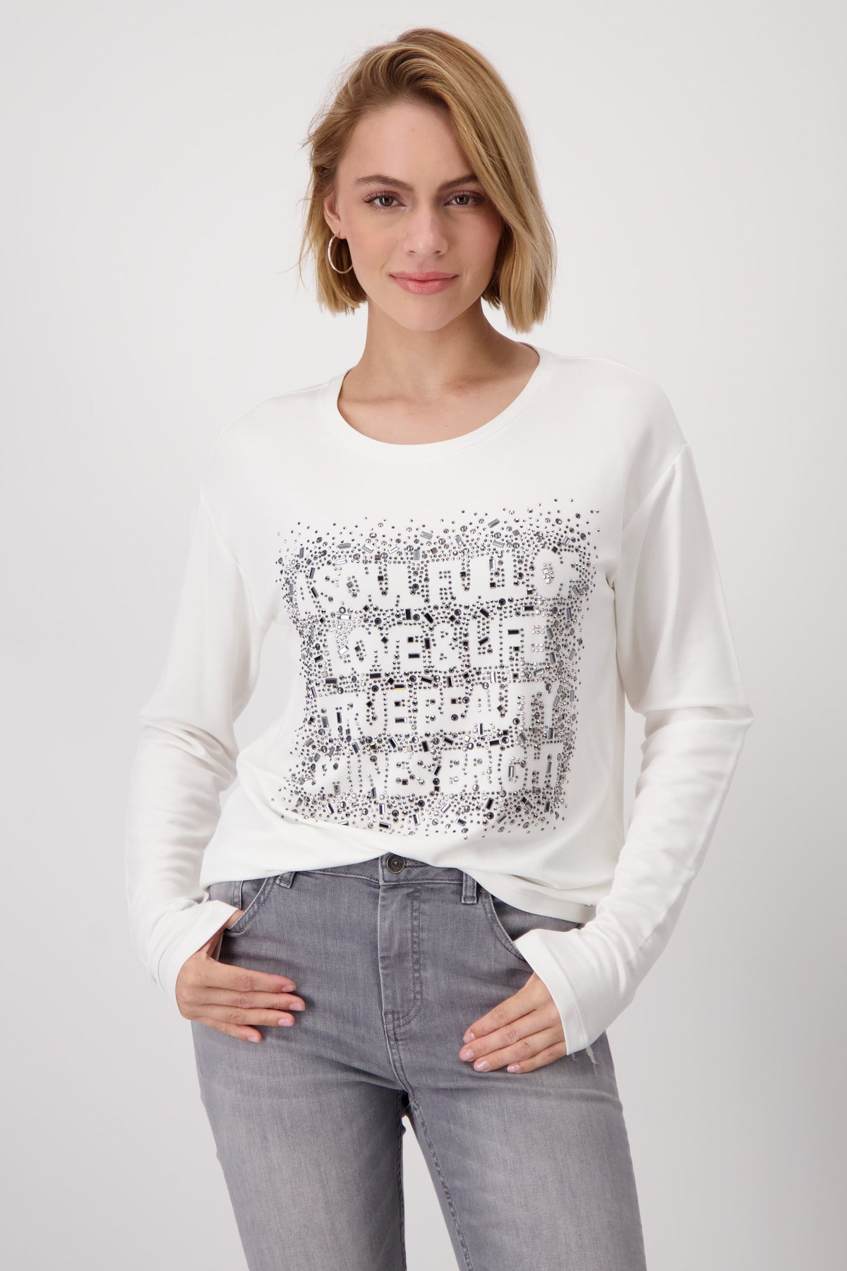 Monari Langarmshirts  weiß