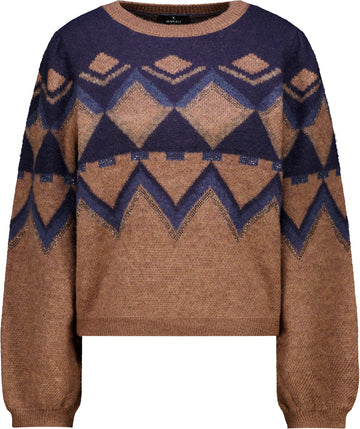 Strickpullover mit Jacquard-Muster und Strasssteinen