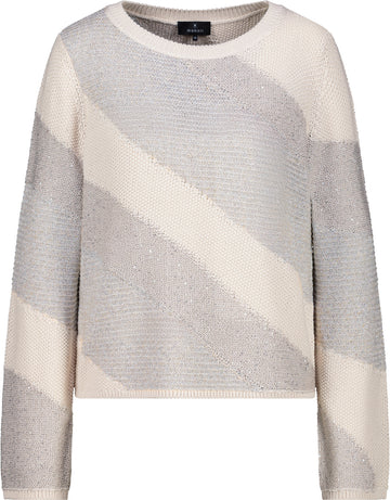 Strickpullover mit Materialmix