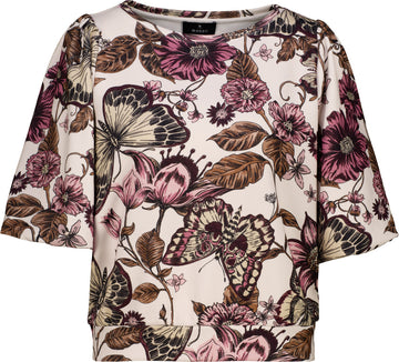 Sweatshirt mit Blumenmuster und Puffärmeln
